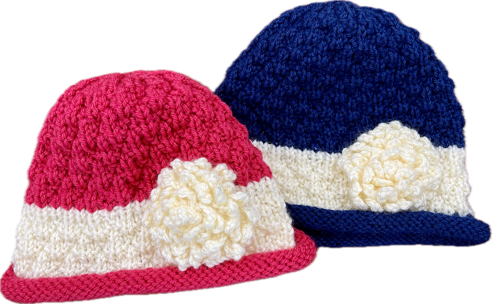 Emma Knit Beanie Pattern with Crochet Flower Pattern by  display picture 2