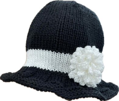Summer Knit Beanie Pattern with Crochet Flower Pattern by Knots of Love